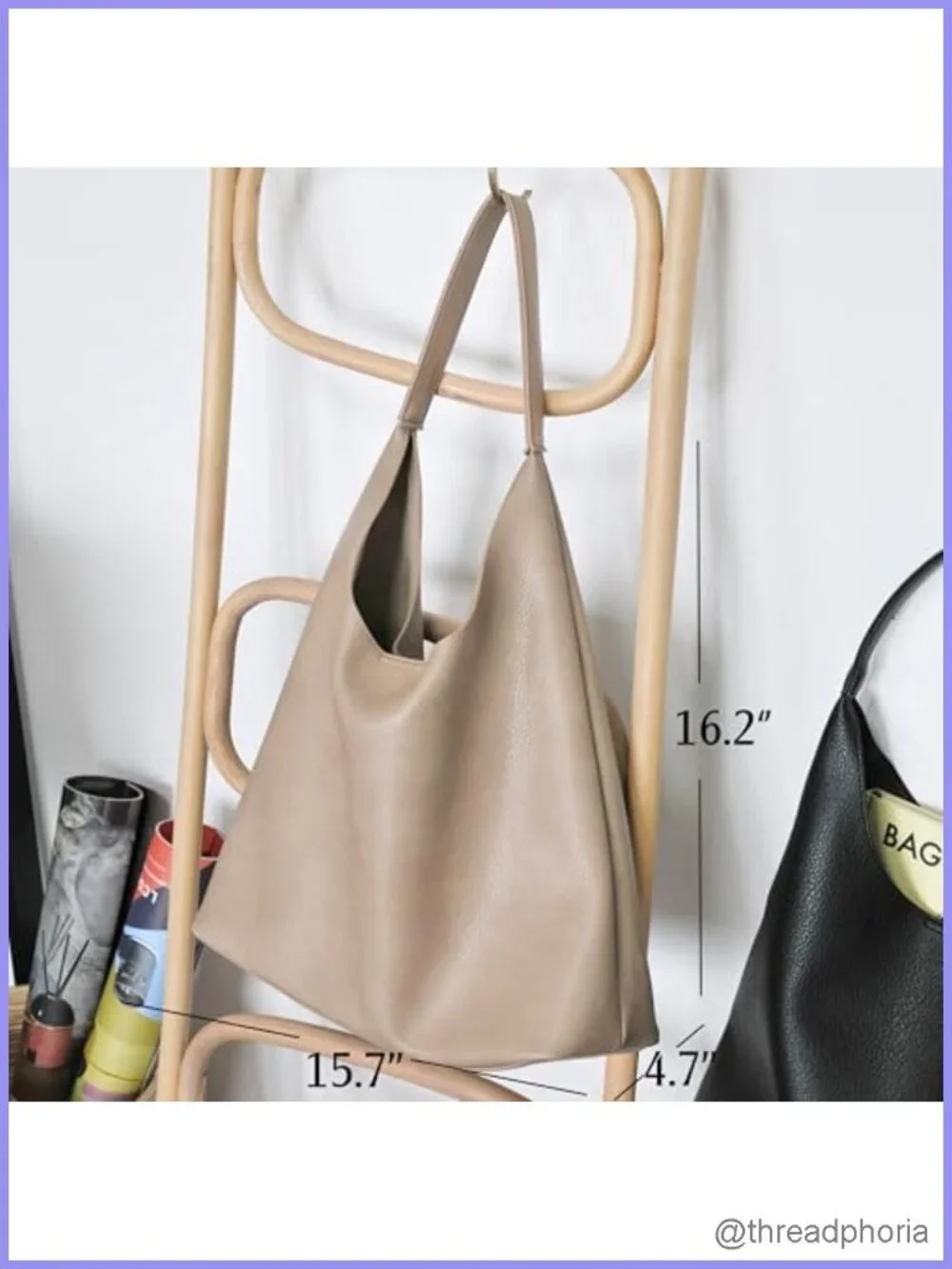 Soft Slouchy Hobo Bag Vegan Leather Shoulder Handbag Tote Purse